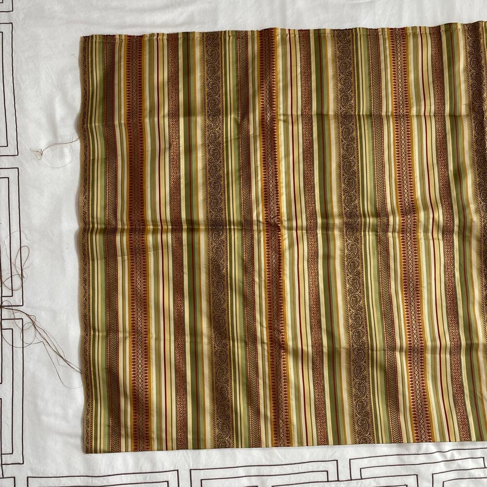 Green, Gold, Red &‎ Metallic Woven Fabric Remnant 53"W x 54"L